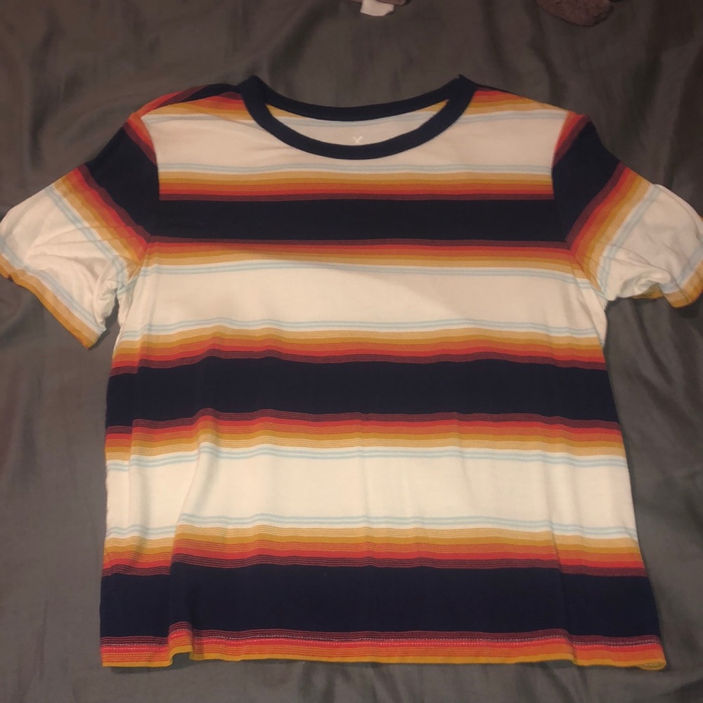 American Eagle 80s Striped Ringer Tee